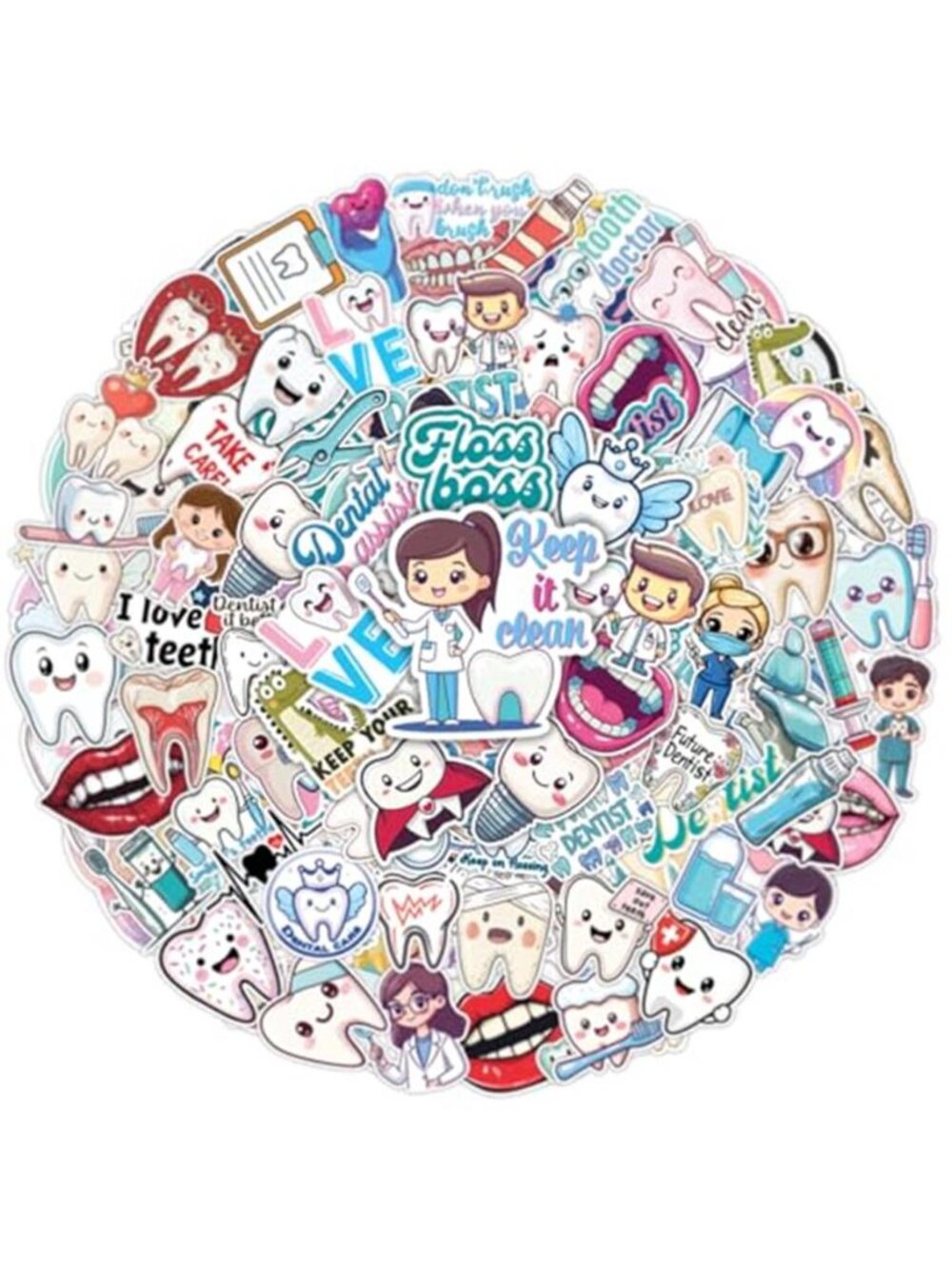 100pcs Dental Stickers - Teeth Sticker, Dentist Waterproof Decals for Water